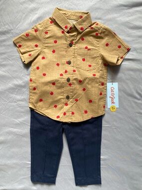 Cat & Jack Baby Boy 12M Short Sleeve Button Down Set